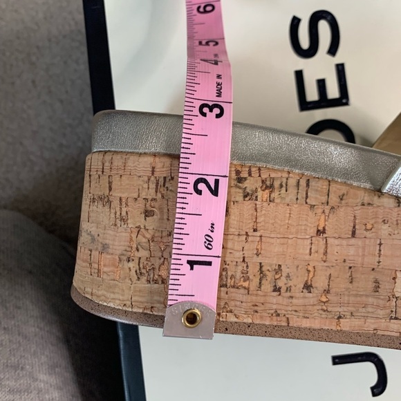 NIB J/Slides NYC Queenie Gold Leather Upper Cork Sole Sandal Women Size 8m - Picture 11 of 13